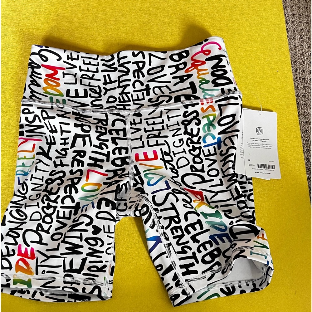 Athleta Pride legging shorts. Size M. Never worn. NWT